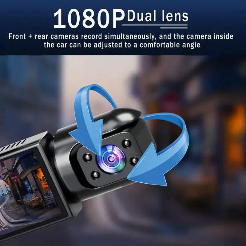 1080P High-Definition Dual Camera Dash Cam for Cars 3.16 Inch IPS Screen GPS and Lane Departure Warning