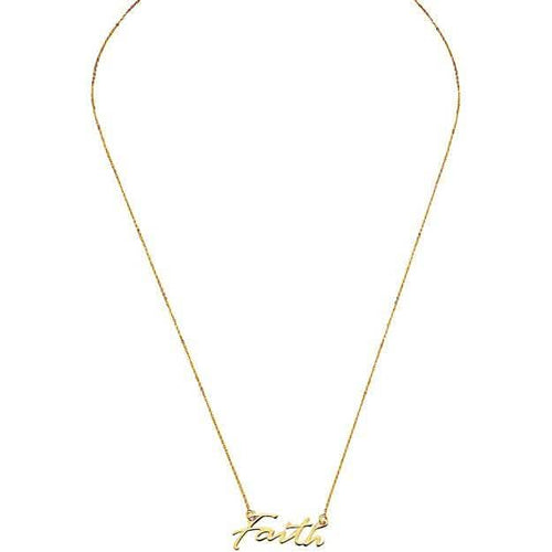 10K Gold Faith Necklace for Women Adjustable from 16" to 18"