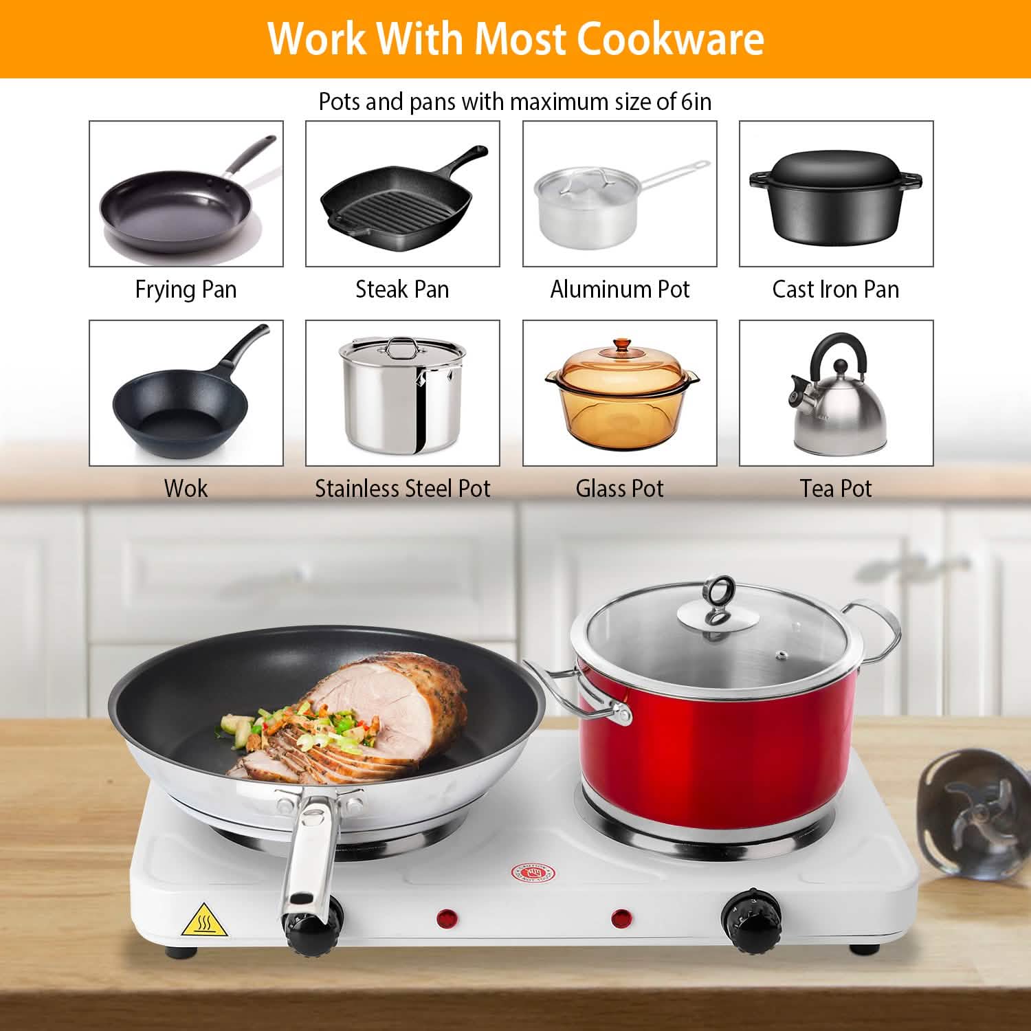 2000W Portable Double Electric Burner