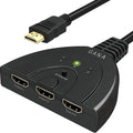 3-Port HDMI Switcher, Splitter, Supports Full HD1080p, 3D with High Speed Pigtail Cable