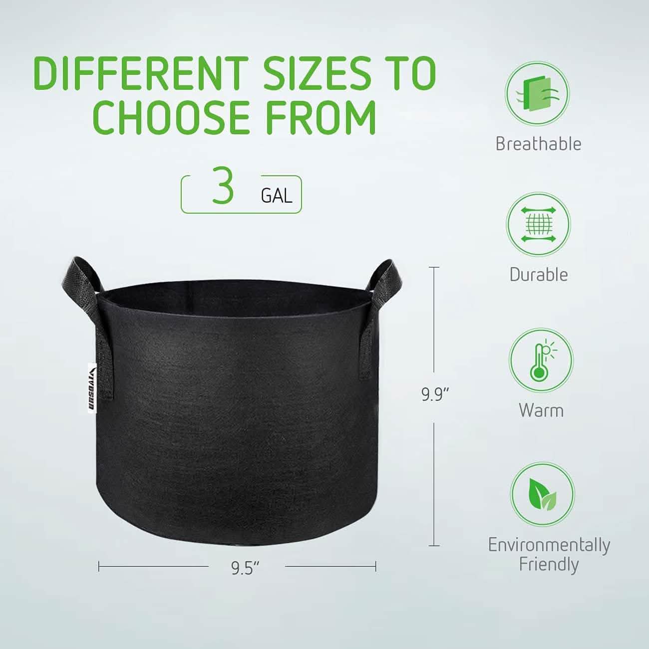 5-Pack: Plant Grow Bags