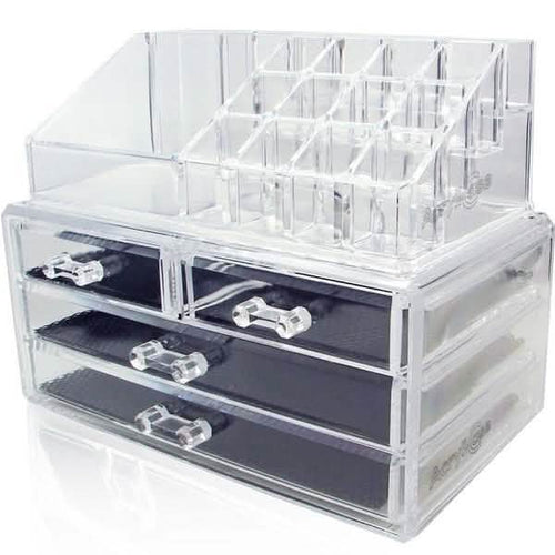 2-Pack: Acrylic Makeup Organizer Cosmetic Jewelry Display Box