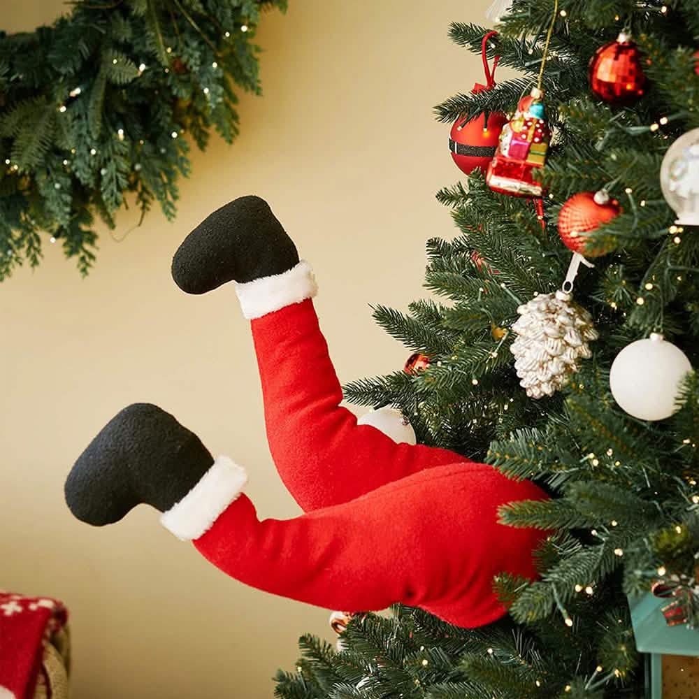 Christmas Tree Kicking Santa Legs