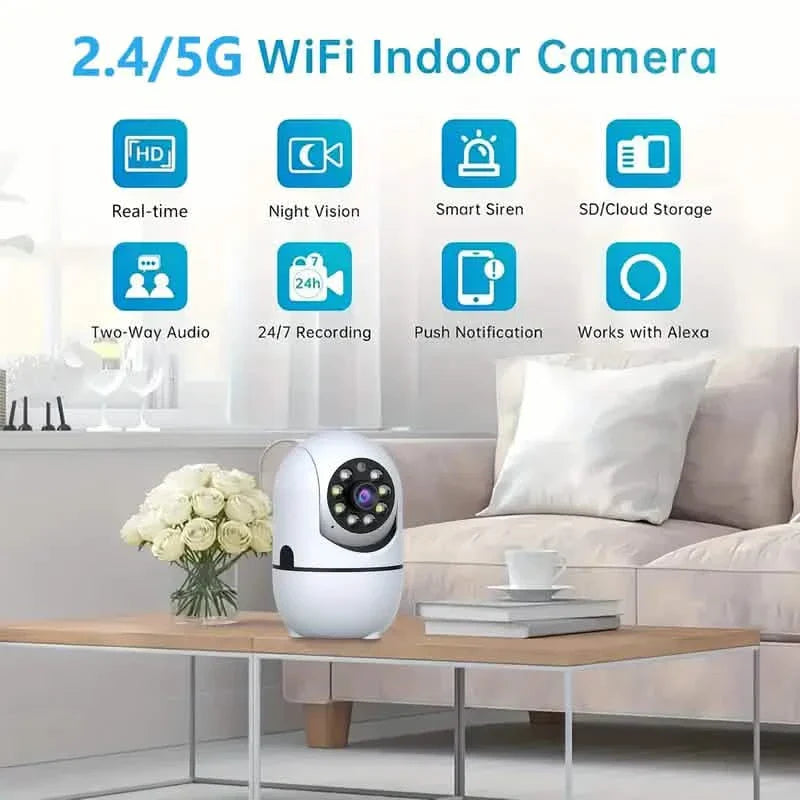 2-Pack: Wireless Security Cameras – 355° Rotation, Night Vision, Motion Detection, Two-Way Audio