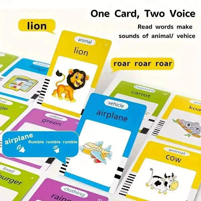 Flash Card Learning Toy – 112 Cards, 224 Words | USB Rechargeable Reading Toy for Kids (Pink/Blue)