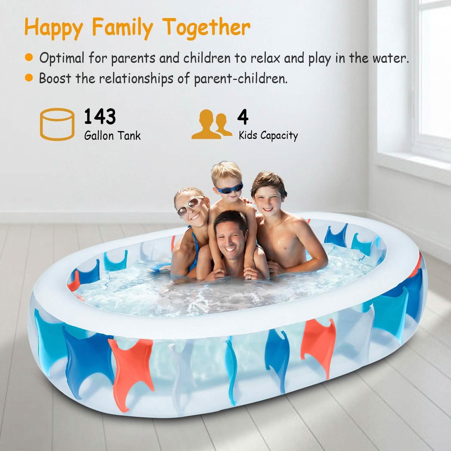 Inflatable Swimming Pool - 90x60x20"