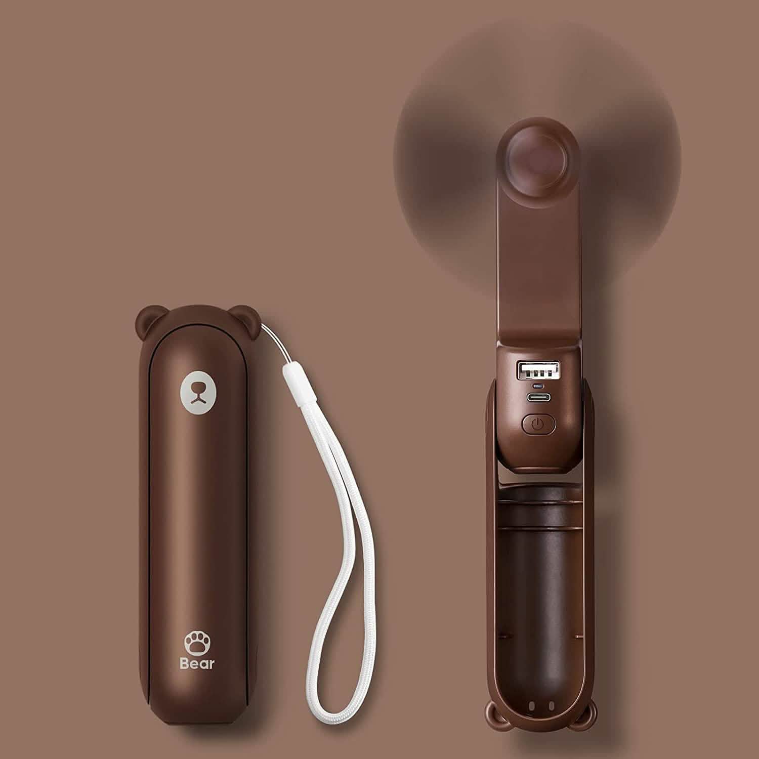 JISULIFE 3-in-1 Portable Small Pocket Fan with Power Bank