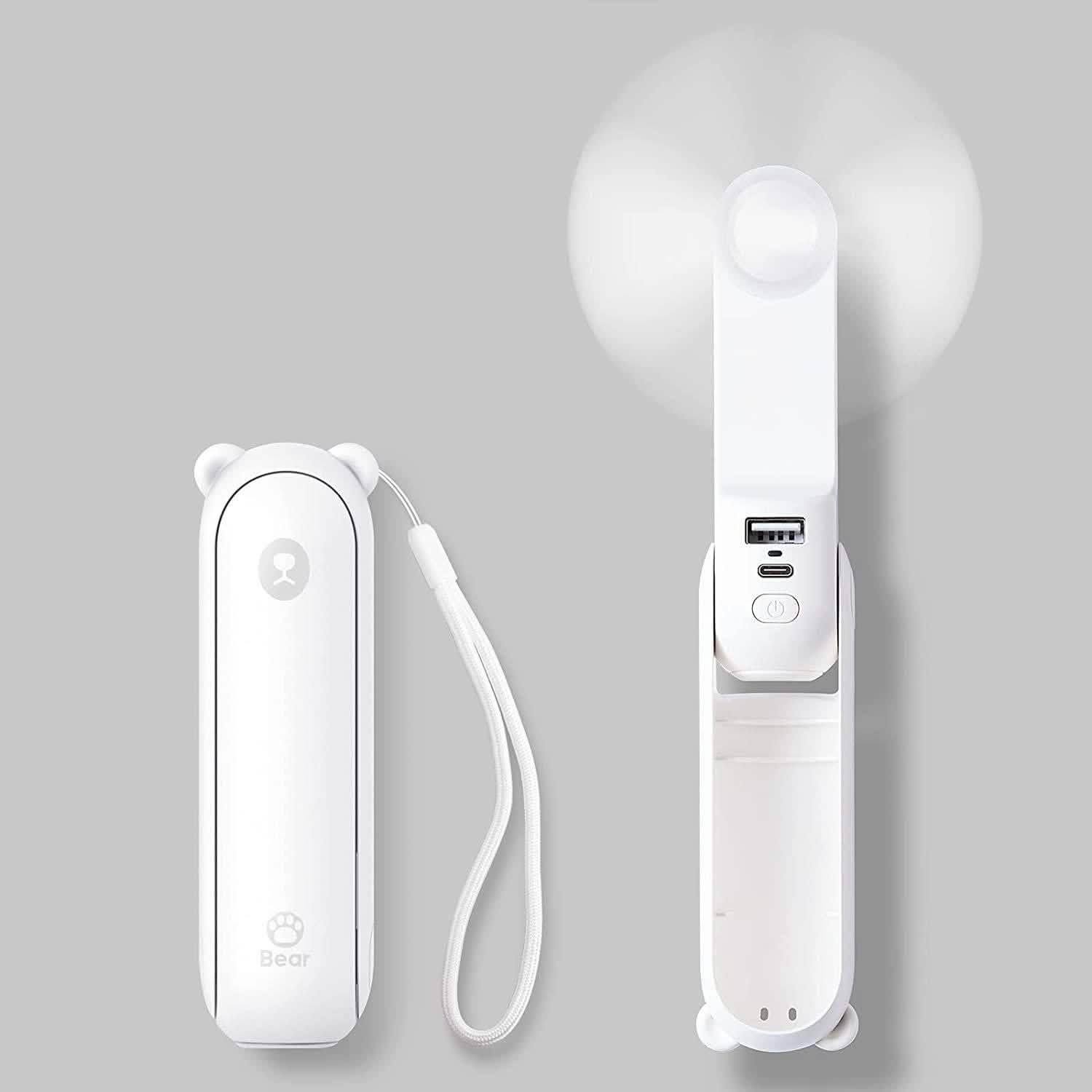 JISULIFE 3-in-1 Portable Small Pocket Fan with Power Bank