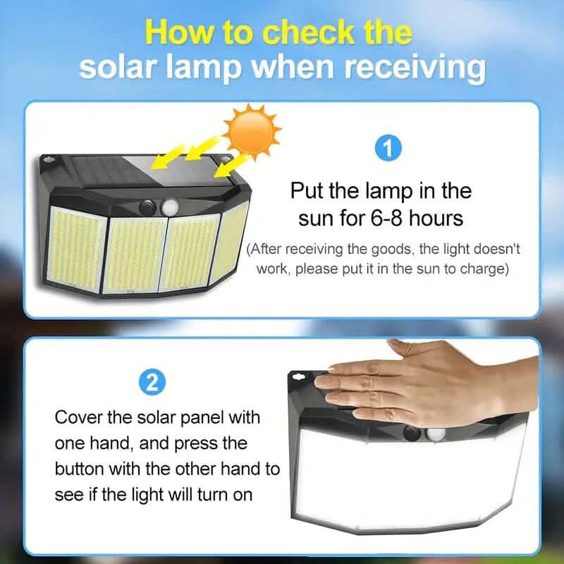 Solar Lights Outdoor 576 LED with Lights Reflector and 3 Lighting Modes